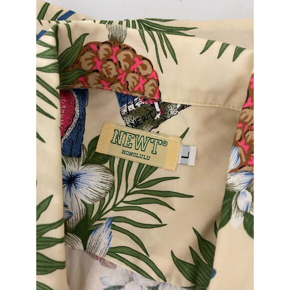 VTG NEWT Honolulu Hawaii USA Aloha floral cotton graphic Hawaiian shirt, L - Picture 5 of 6